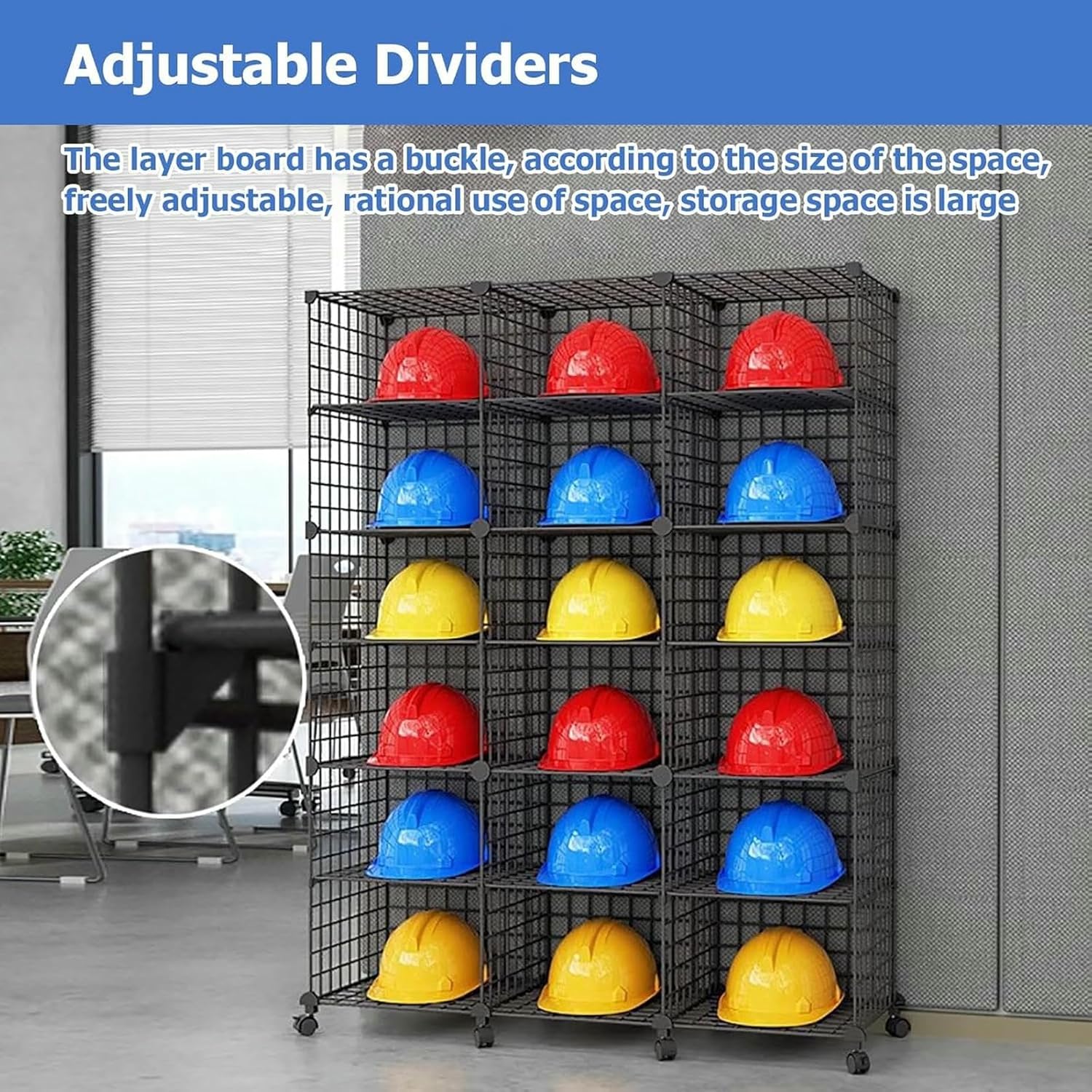 Construction Hard Hat Rack，Large Stackable Safety Helmet Storage Boxes - Utility Floor Standing Helmet Holder for Steel Factory/Warehouse