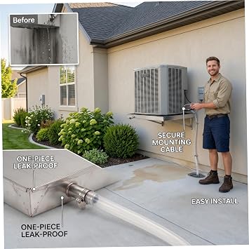 Drain Pan, Square Galvanized Iron Ac Drain Pan - Condensate With 2m Hose & Clamp For 1-5p Air Conditioner Units condensate pans ac drip