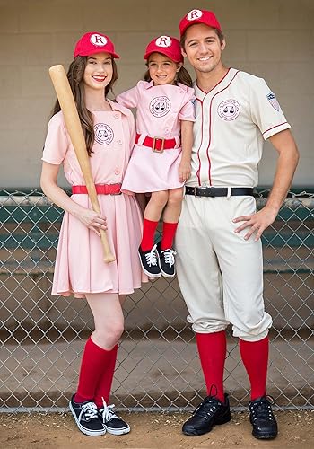 Miniatura 4 de Una liga de su propio disfraz de béisbol Dottie para niños pequeños, Rosado
