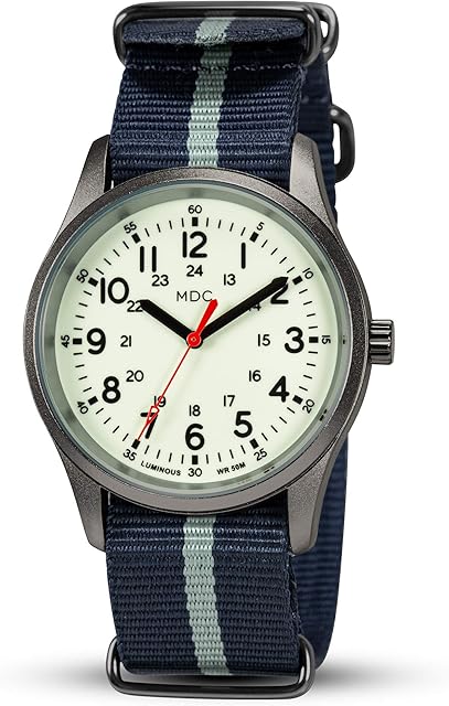 Infantry MDC Glow in The Dark Watches for Men 12/24 Hour Military Watch Field Outdoor Sport Mens Wristwatch Waterproof with NATO Band