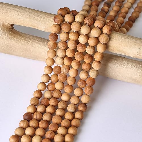 Vista 62 de Hixhro 120 cuentas de madera sueltas de wengué africano natural de 0.236 pulgadas para fabricación de joyas con cordón elástico de cristal y cuentas