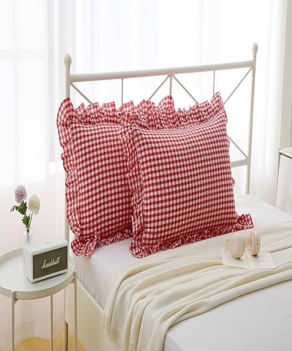Miniatura 12 de Fundas de almohada cuadradas a cuadros en blanco y negro con volantes, fundas de almohada a cuadros, fundas de almohada de gingham, fundas de Negro