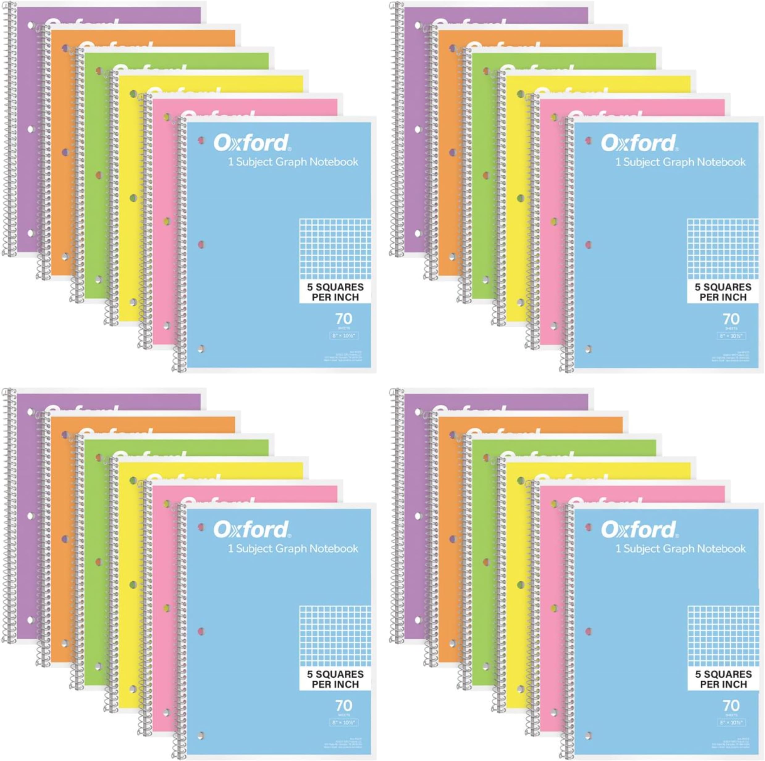 Amazon.com : Oxford Spiral Notebook Graph Ruled - 1-subject - Pastel ...