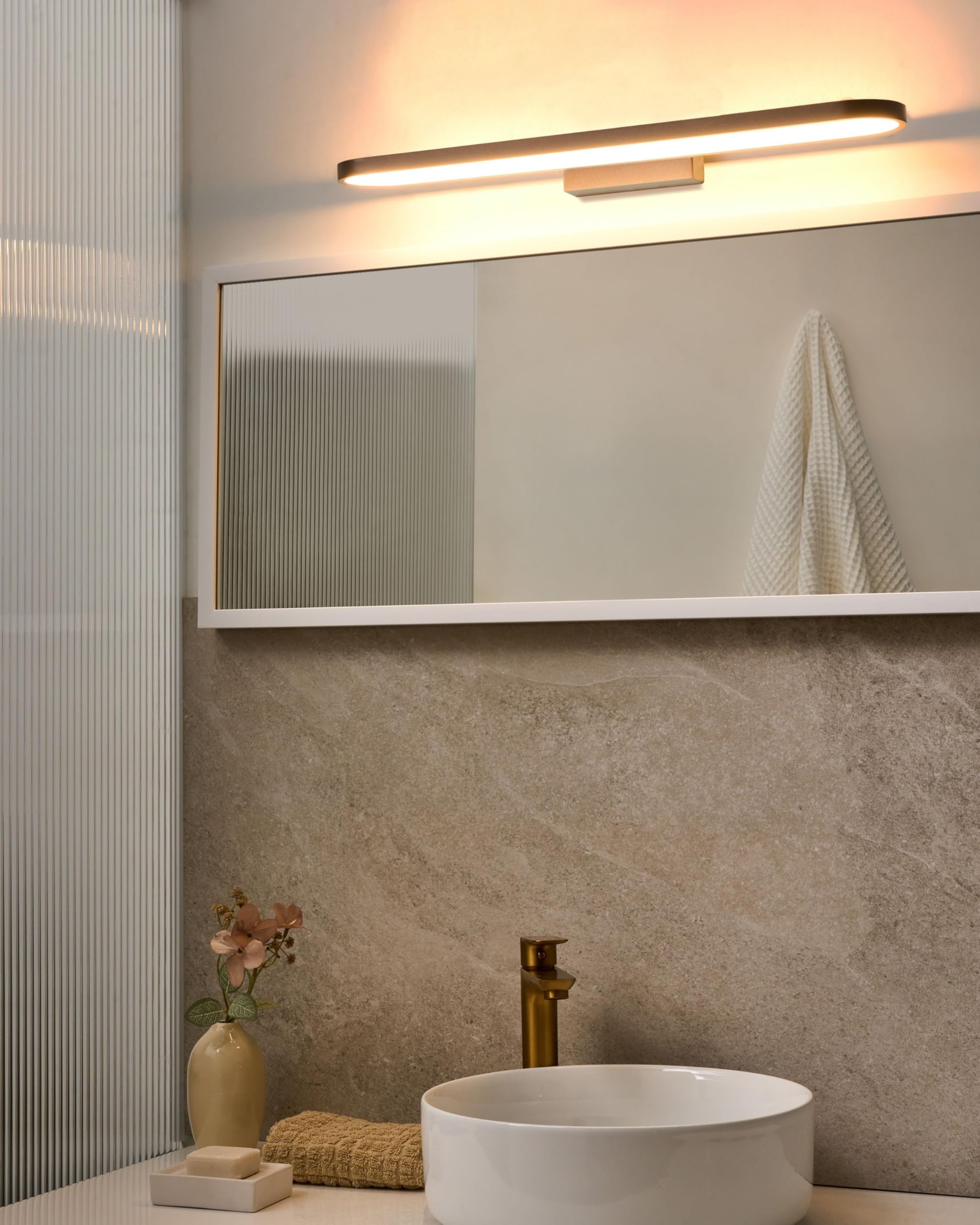 LED Spiegelleuchte Metall braun 60 cm länge Wandleuchte Spiegellicht Midou