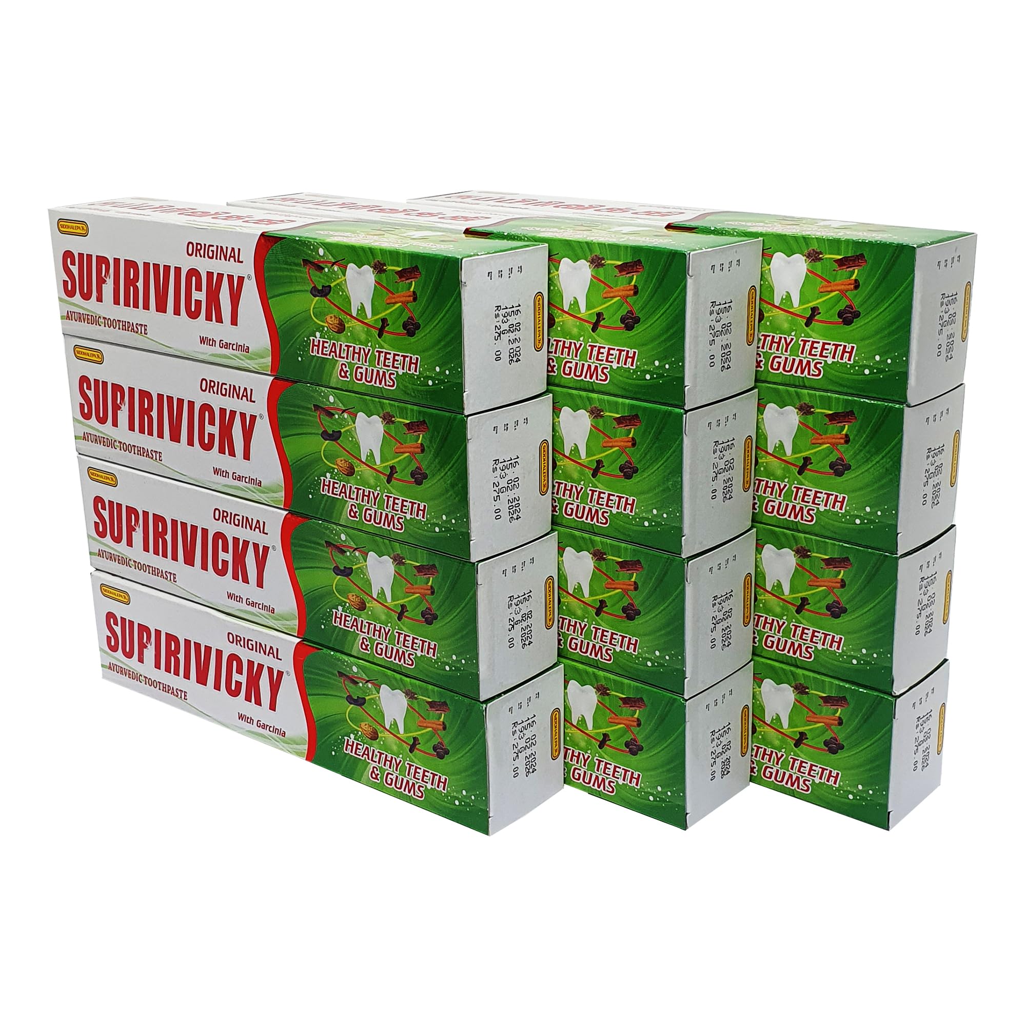 Siddhalepa® Supirivicky Ayurveda-Zahnpasta (110 g), Packung mit 12 Stück