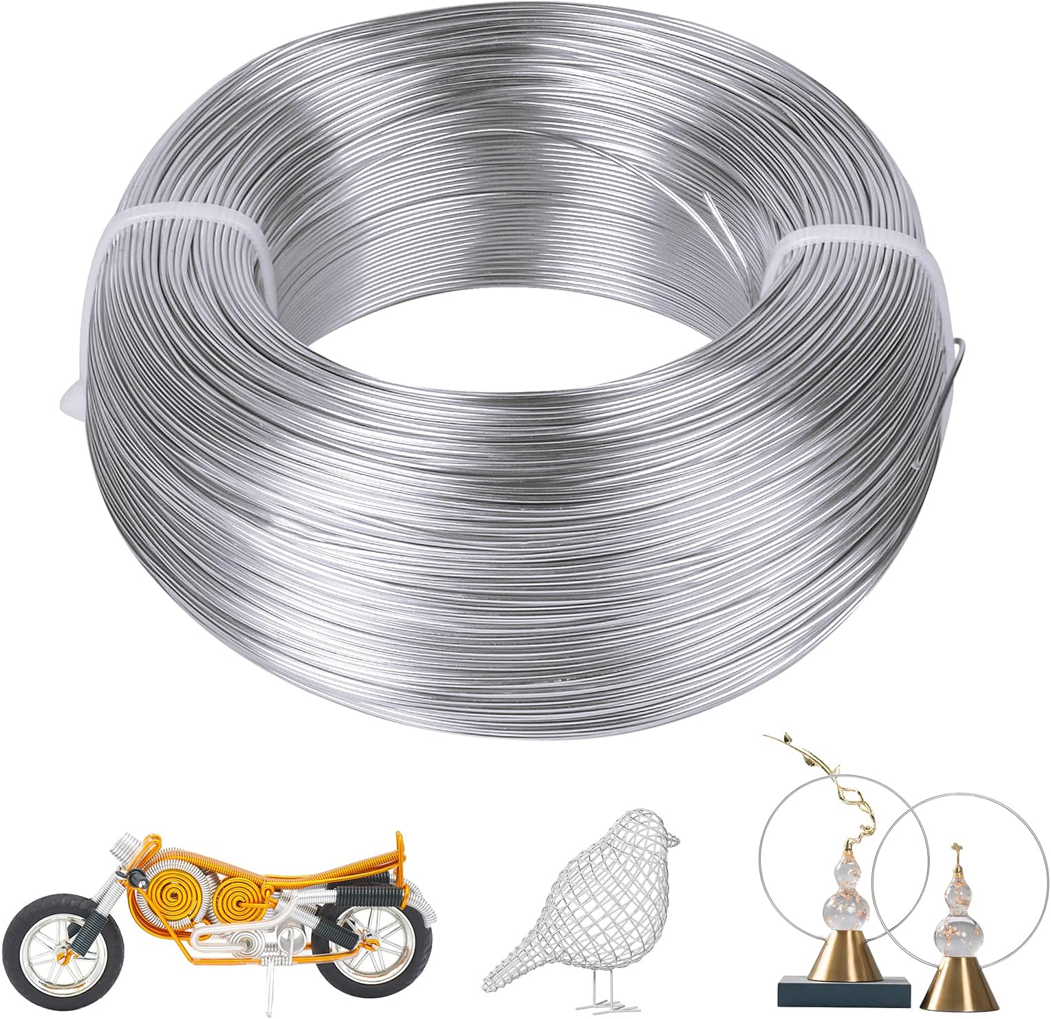 200M Silver Aluminum Craft Wire, 1mm Bendable Metal Craft Art Wire, Soft Model Wire, Aluminum Wires Rolls for Jewelry Beading Modelling Making, DIY Sculpture and Crafts