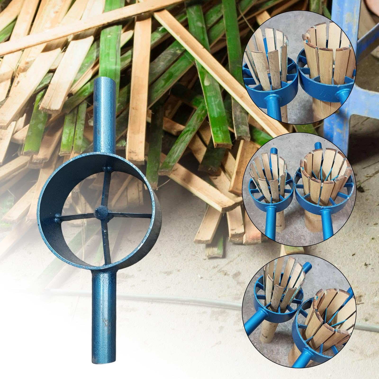 Fendeur de Bambou Casseur Bambou Outil de Sectionnement Manuel Acier Moulé Adapté Aux Professionnels du Jardinage Ateliers Créatifs Création de Décora, Bleu 4 Coupes