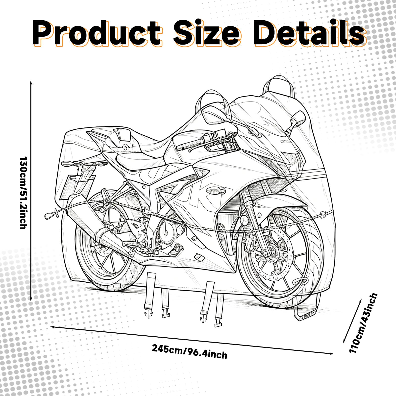 Funda para moto 600D impermeable y resistente al invierno – Funda universal con parasol para Honda, Yamaha, BMW y muchos modelos, para exterior para garaje y viajes