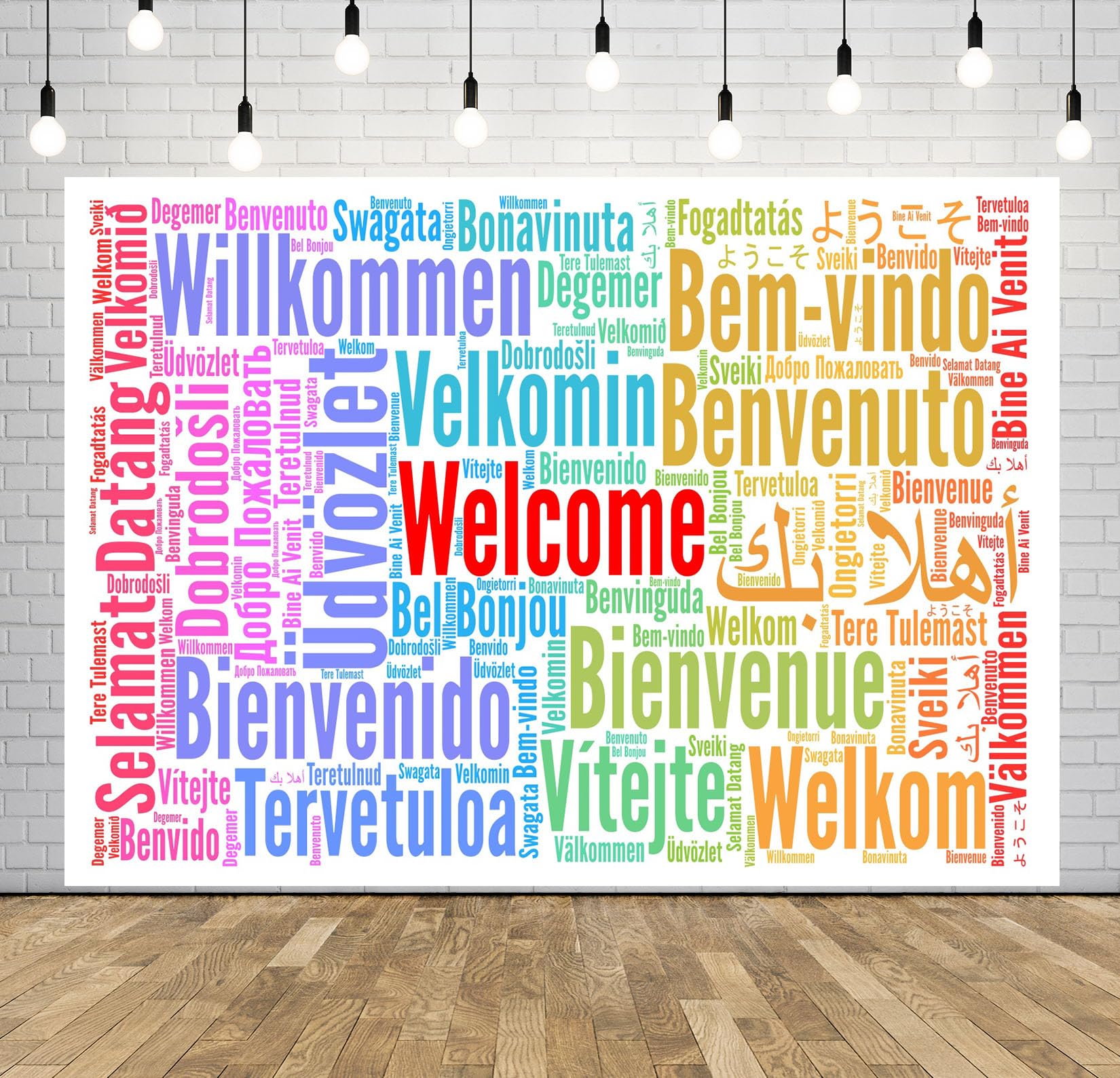10x8FT Arte Multilingue Benvenuto Sfondo Fotografico