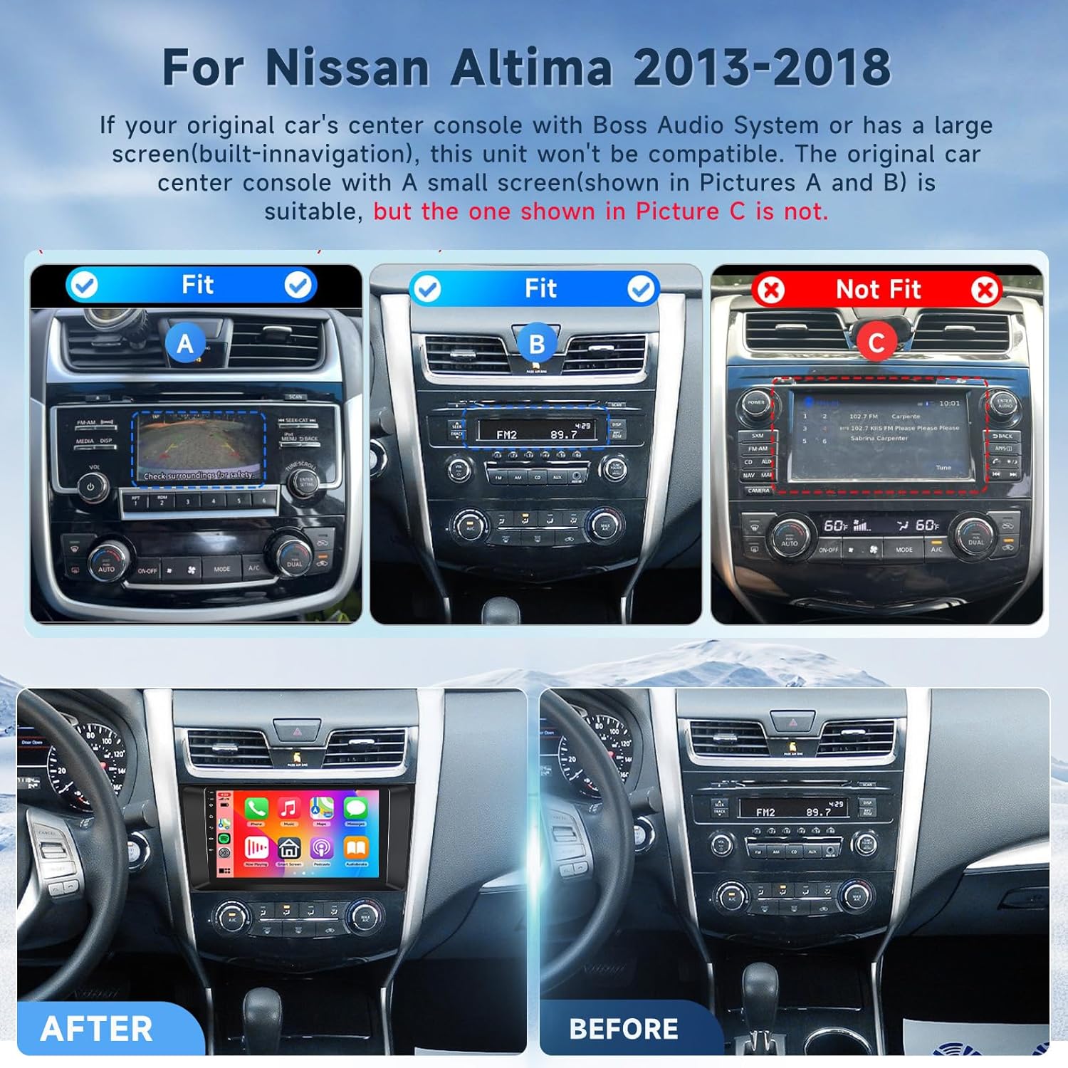 5G WiFi Android 15 Car Stereo for Nissan Altima 2013-2018 with Wireless Carplay Android Auto, 9 Inch Touch Screen Radio Support GPS/Bluetooth/FM RDS/SWC/Backup Camera