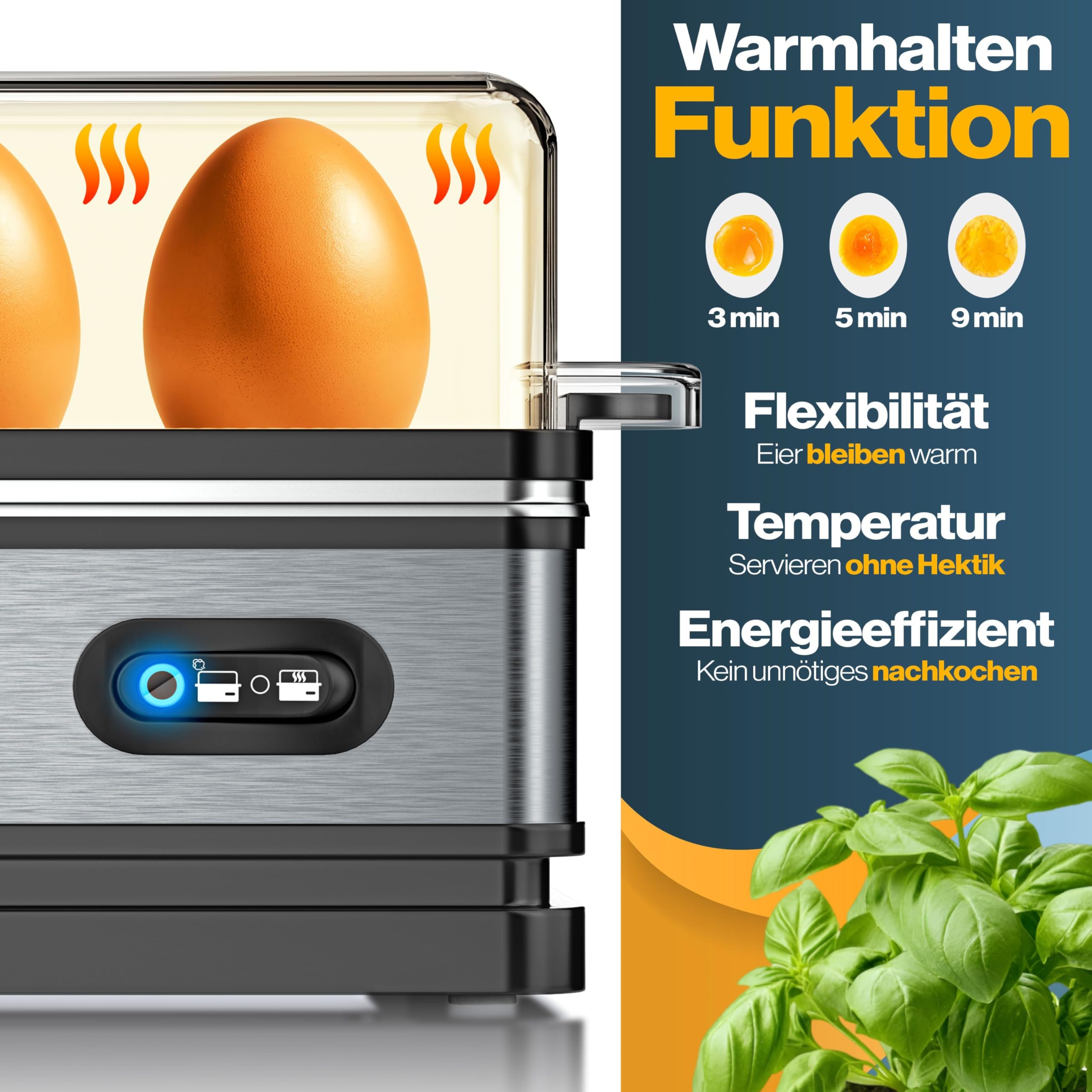 KESSER® Eierkocher für 1 bis 6 Eier elektrisch aus Edelstahl 400W & Warmhaltefunktion | Kipp-Funktionsschalter drei Härtegrade | BPA-Frei & Spülmaschinenfest | Messbecher & 2x Omlettschalen, Anthrazit