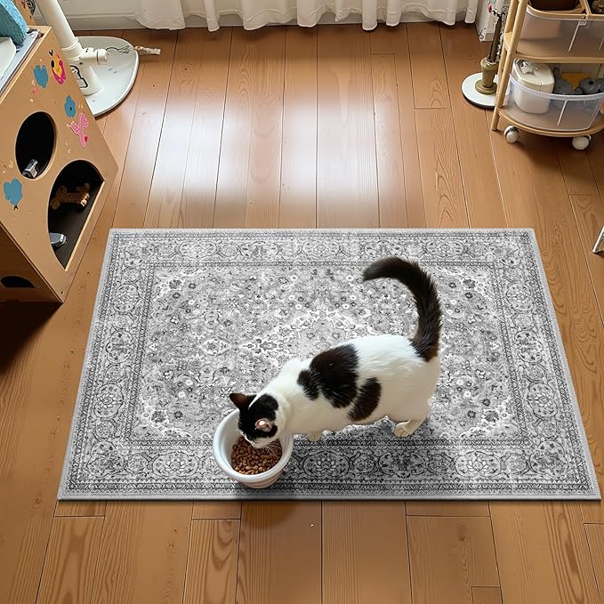 Tapete Boho Gris Lavable Antideslizante 2x3 miniatura 4