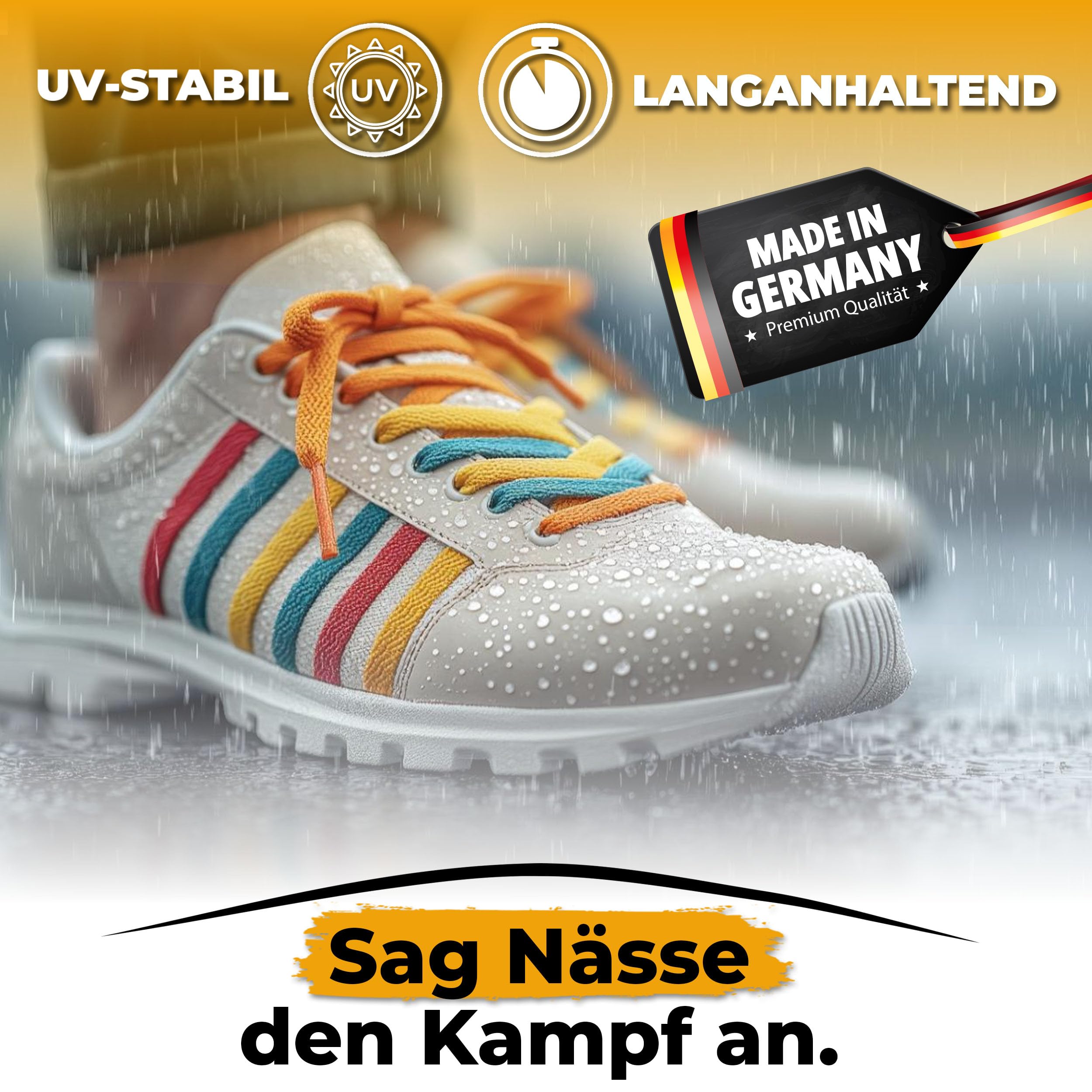 Imprägnierspray Schuhe, Sneaker Schutz für Leder, Textil & Stoff, Regen, Nässe & Schmutz Atmungsaktiv & Farbneutral, PFC Frei, Made in Germany 1,5 L (3er Pack)
