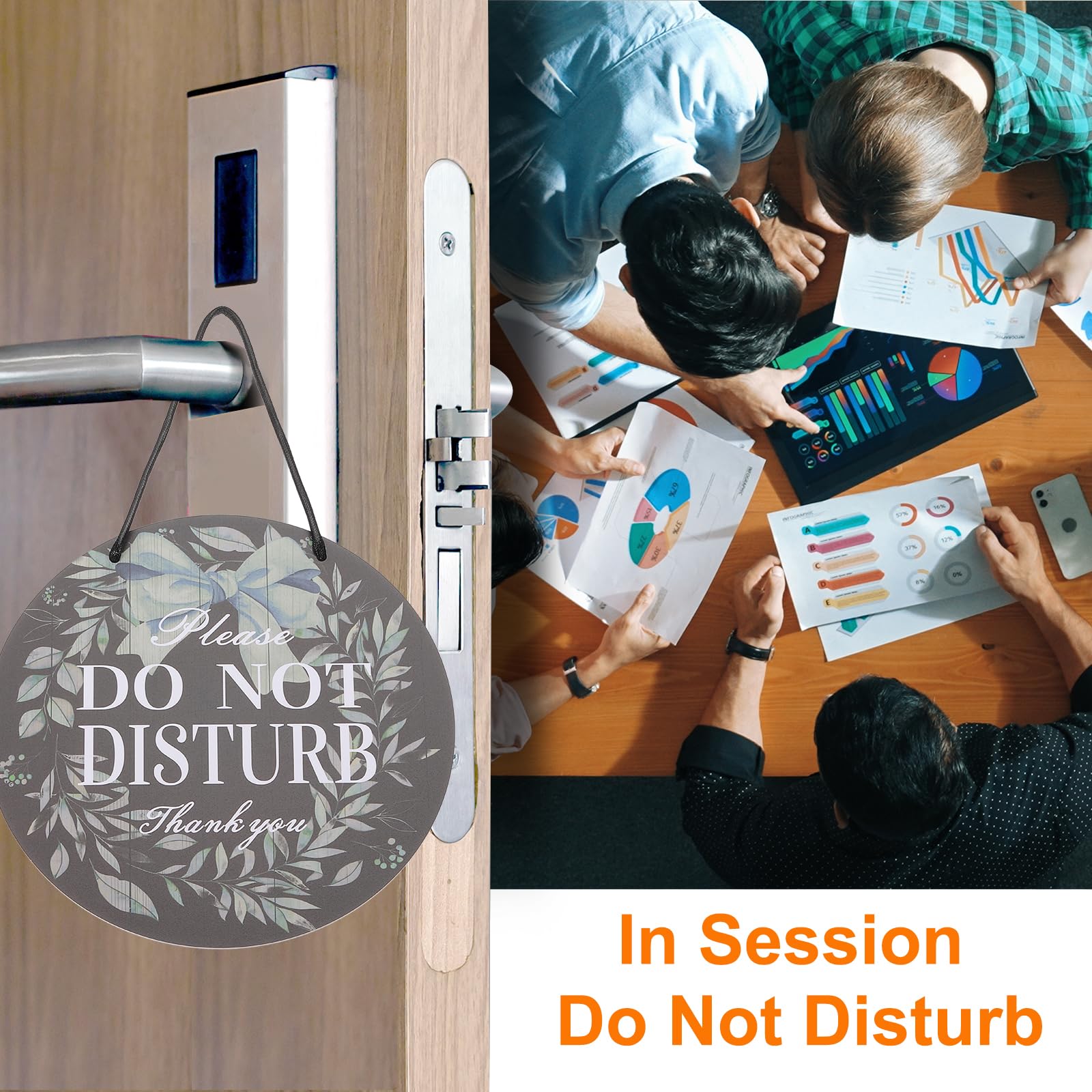 PATIKIL Please Do Not Disturb Door Hanger Sign, PVC Double Sided Welcome Please Knock Sign Decor for Office Meeting, Session - Image 4