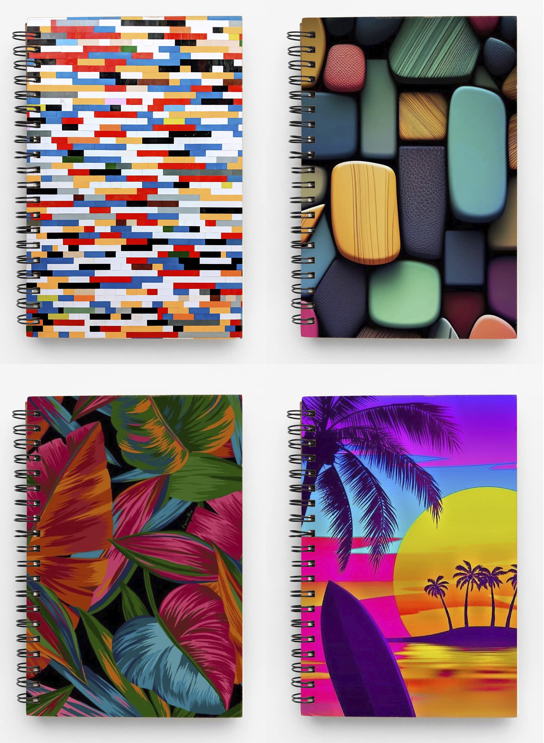 Decor Production Combo Pack of 4 Daily Hard Bound Printed Cover Spiral/Wiro Notebook/Diary/Journal 120 Pages (Multicolor, Pack of 4) (A6, First_4)