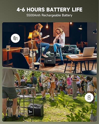 Miniatura 4 de Donner Sistema PA portátil MT-1, amplificador de sonido de altavoz BT inalámbrico de 300 W, uso al aire libre de 4-6 horas, con dos agudos de 2.5