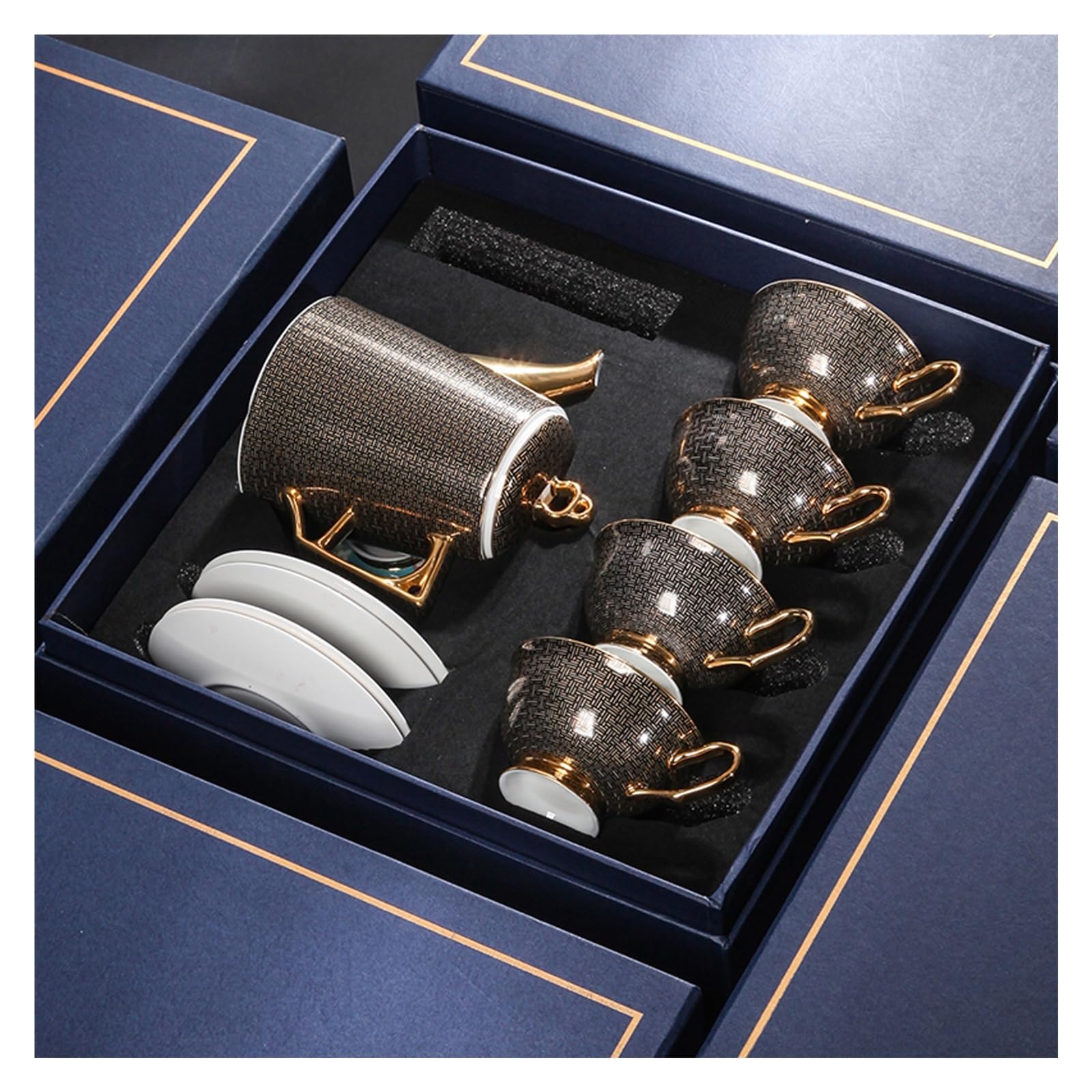 Fine Bone China Tea Set with Teapot, Cups & Saucer Service for 4, Gifts for Mom Afternoon Tea Party