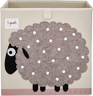 3 Sprouts Storage Box, Sheep, Beige