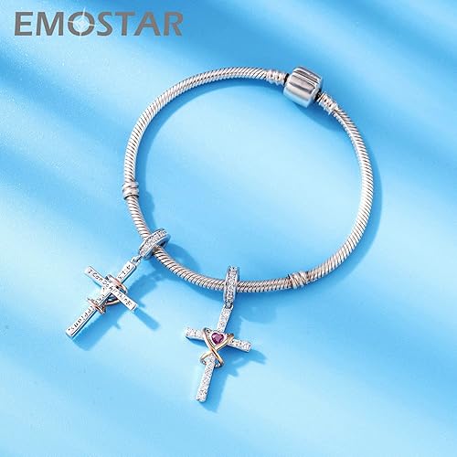 Miniatura 2 de Juego de dijes de Navidad 2021 para pulseras de Navidad Pandora, dijes de árbol festivo de oro rosa y brillantes dijes de cruz de fe, juego de joyas