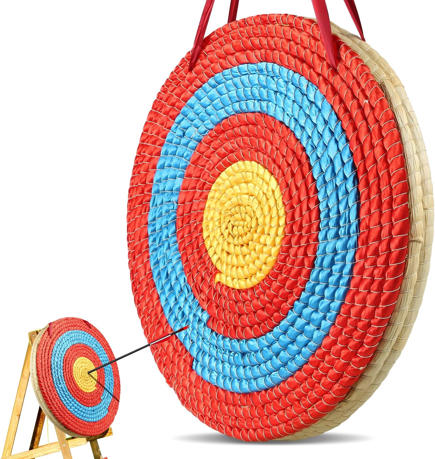 VEVOR Straw Archery Targets, 20" Round Archery Target for Backyard, Traditional Solid Straw, Red