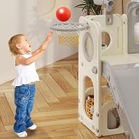 hoopyosms Szürke gyerek csúszda mászókerettel kosárlabda karikával alagúttal beltéri műanyag Montessori játszótér 7