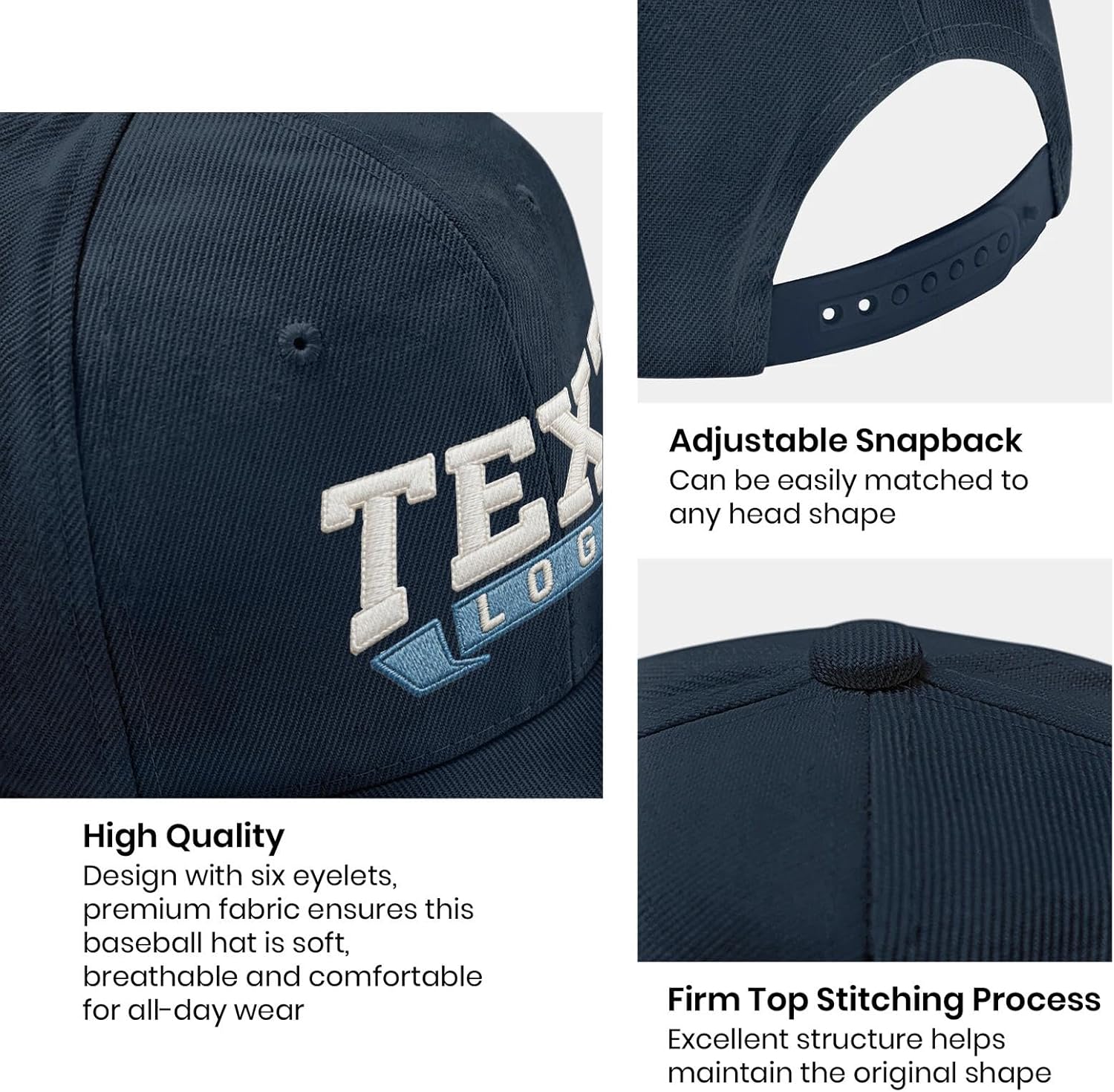 Custom Baseball Cap with 4-Sided Embroidery, Adjustable Unisex Dad Hat, 100% Washed Cotton, Personalized Text Logo - Image 8