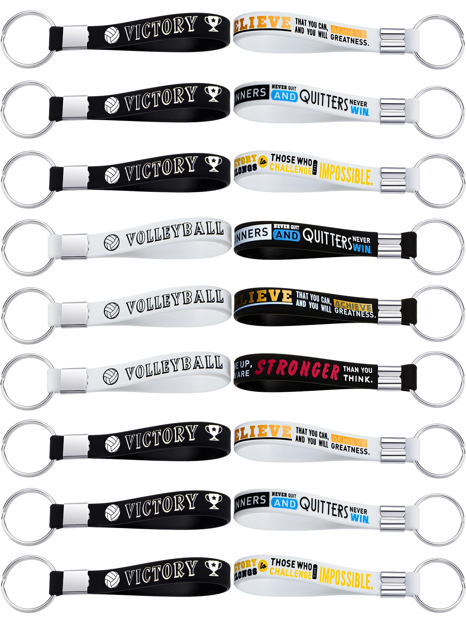 WILLBOND 24 Pieces Volleyball Keychains Gifts Volleyball Keyrings Silicone Wristlet with Motivational Quotes Inspirational Key Rings for Team Friends Family Colleagues Volleyball Party Favors