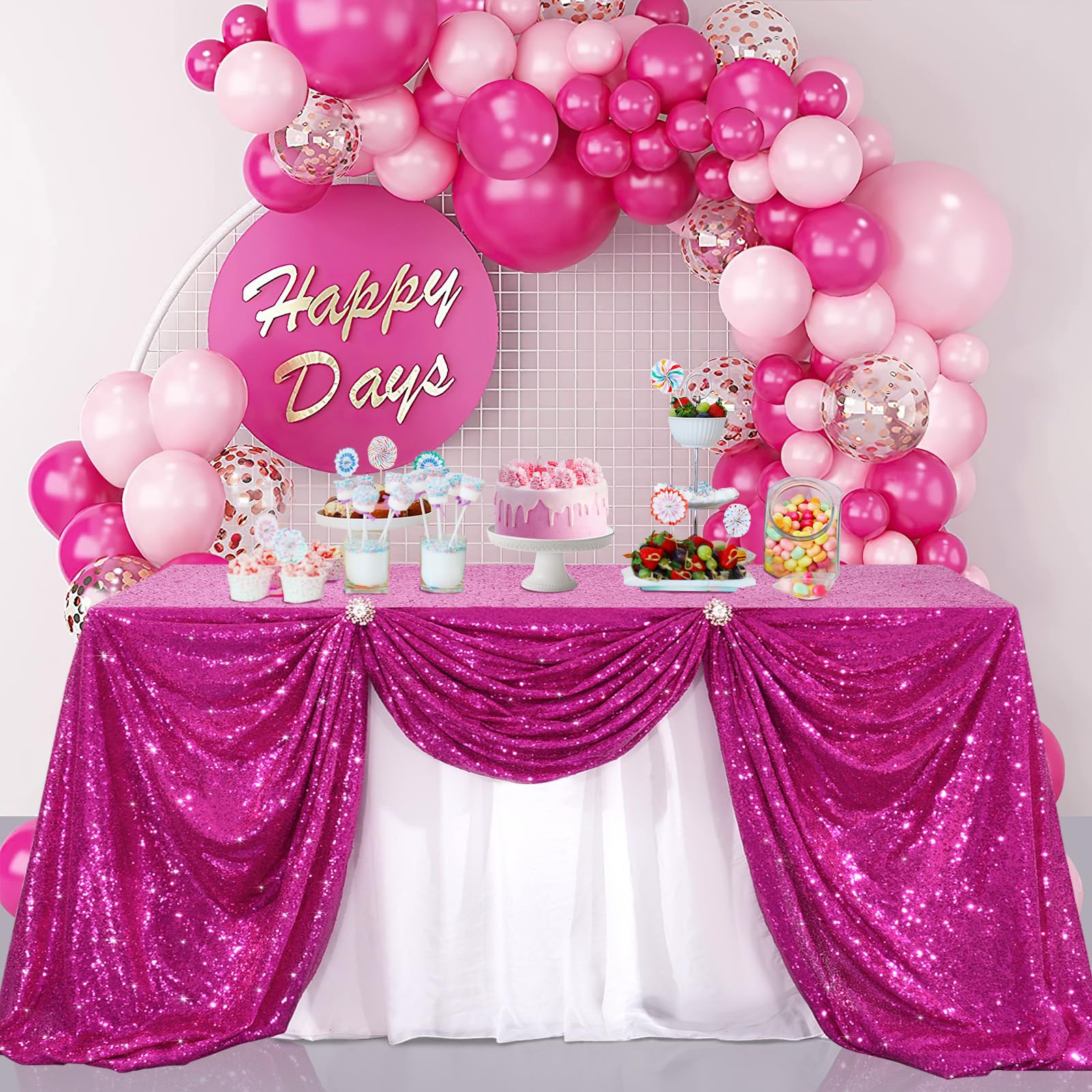 Rectangle Sequin Tablecloth Party Fuchsia Small Table Cloths Centerpieces