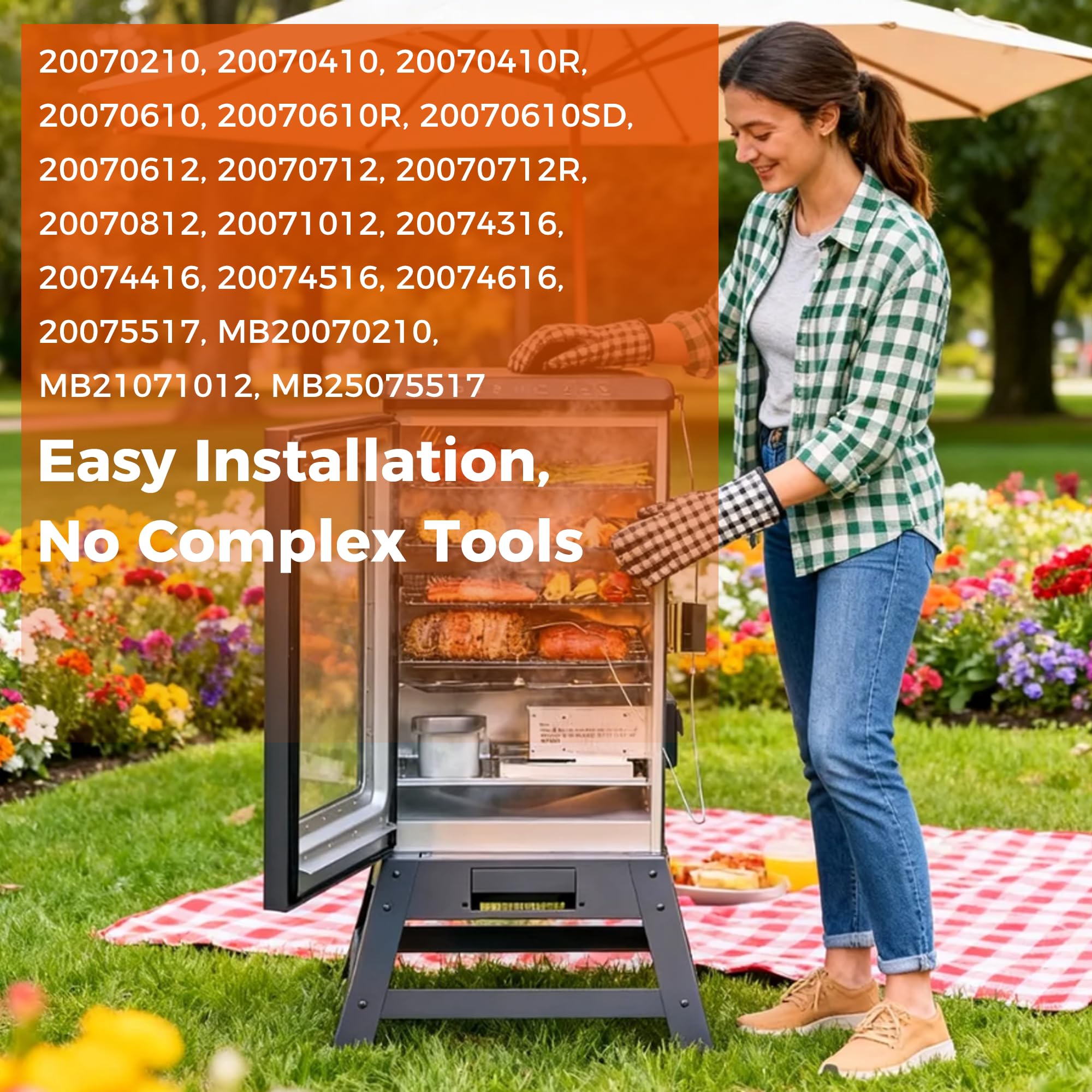 Elemento riscaldante da 1500 Watt, da 10 °C a 232 °C, per affumicatori elettrici e griglie Masterbuild, con cavo termostato regolabile e scatola di collegamento in acciaio inox Romalon