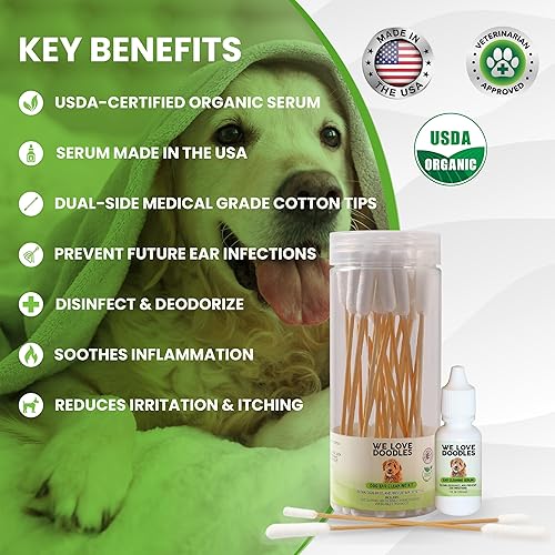 Miniatura 2 de We Love Doodles Kit de solución de limpieza de oídos para perros  Previene infecciones  Orgánico  Fabricado en Estados Unidos  Gotas para los oídos