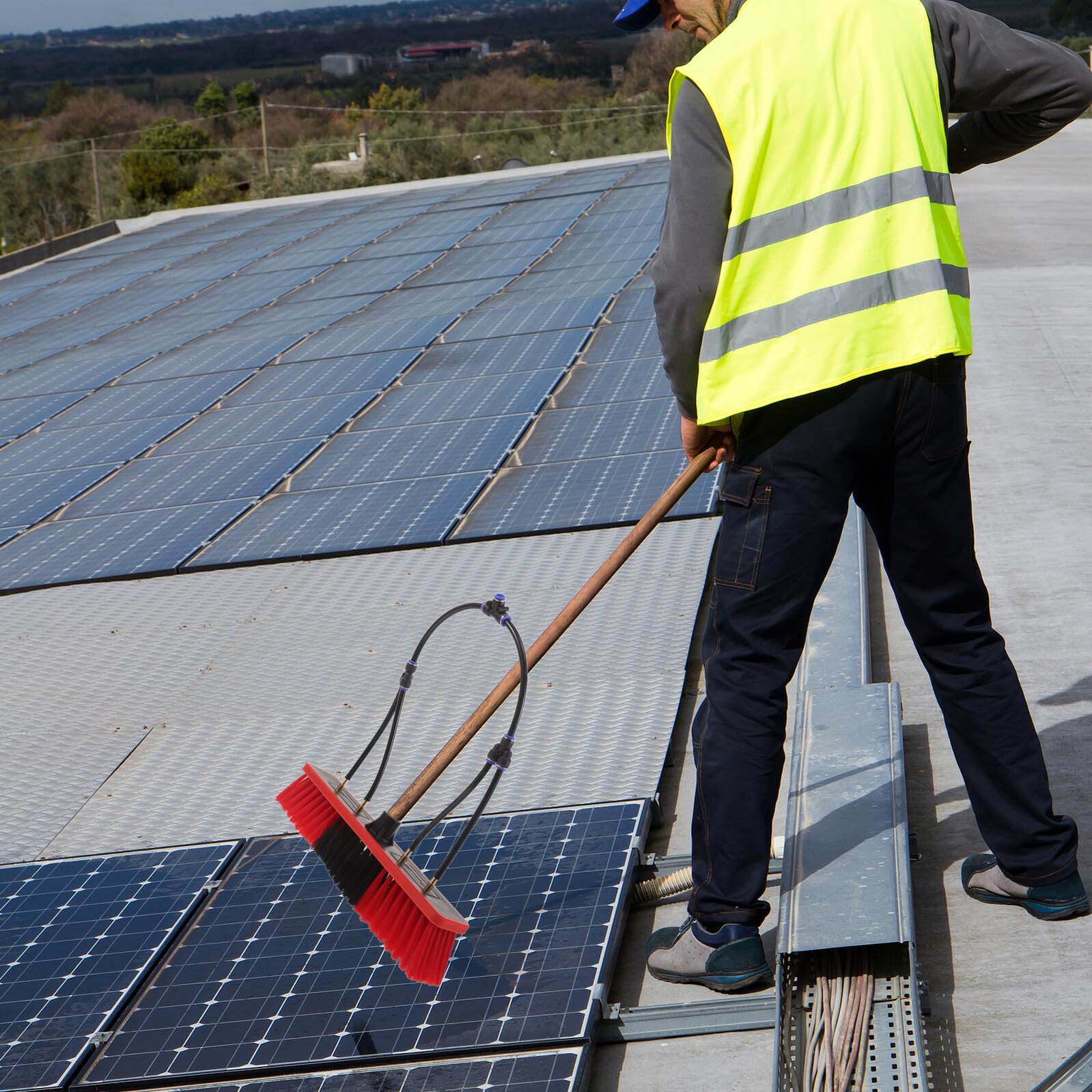 Homoyoyo Testina di Ricambio Spazzola per Pannelli Fotovoltaici 35 Cm Setole Resistenti, Compatibile Spazzole Elettriche per Pulizia Camper e Impianti Domestici, Accessorio Ecocompatibile