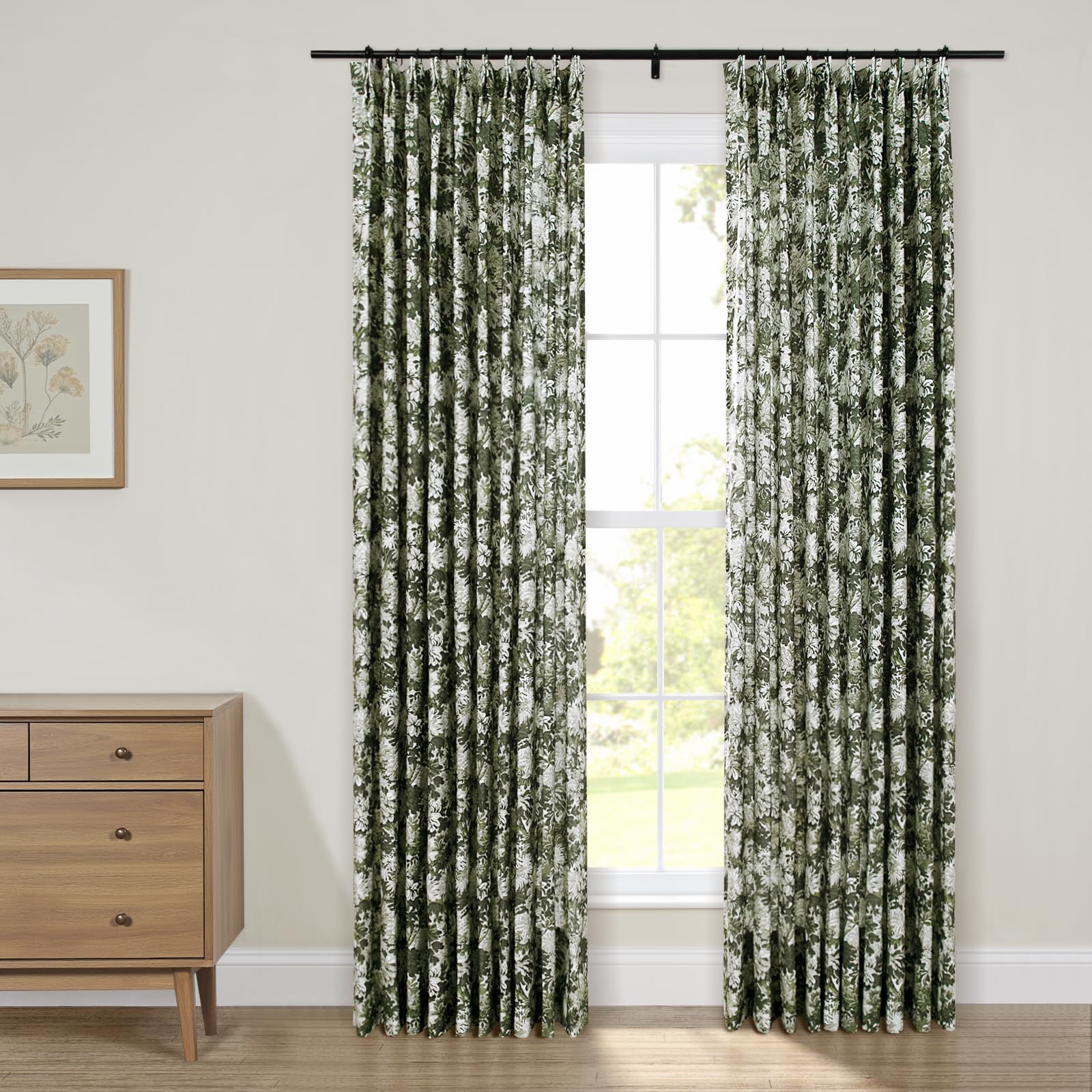 Amazon.com: TWOPAGES Floral Pinch Pleated Curtain 96 Inches Long