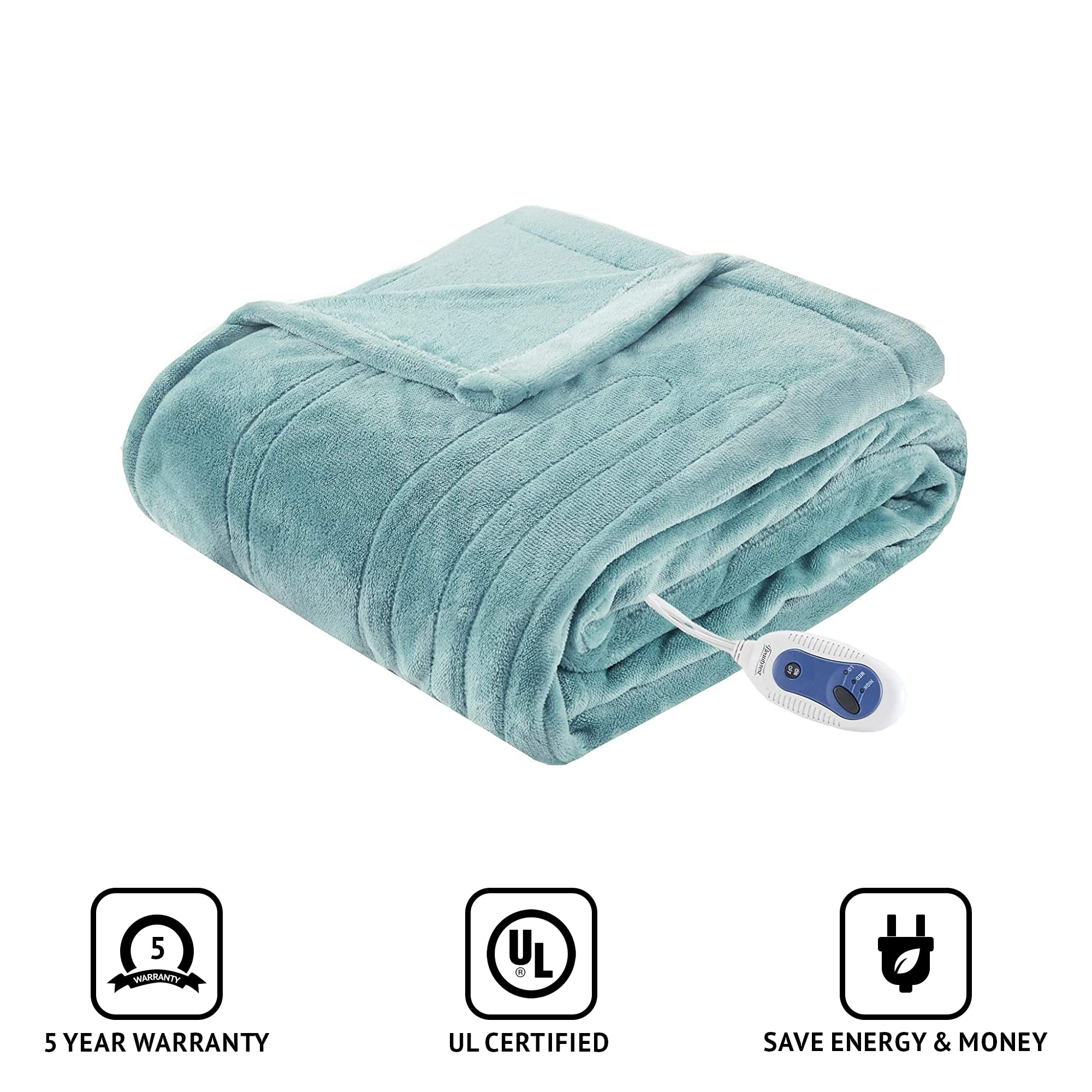 Amazon.com: Beautyrest Heated Electric Blanket for Cold Weather, Fast Heating  Heated Blanket, Auto Shut Off, Virtually Zero EMF, Multi Heat Setting, UL  Certified, Aqua Throw (60 inx70 in) : Home u0026 Kitchen