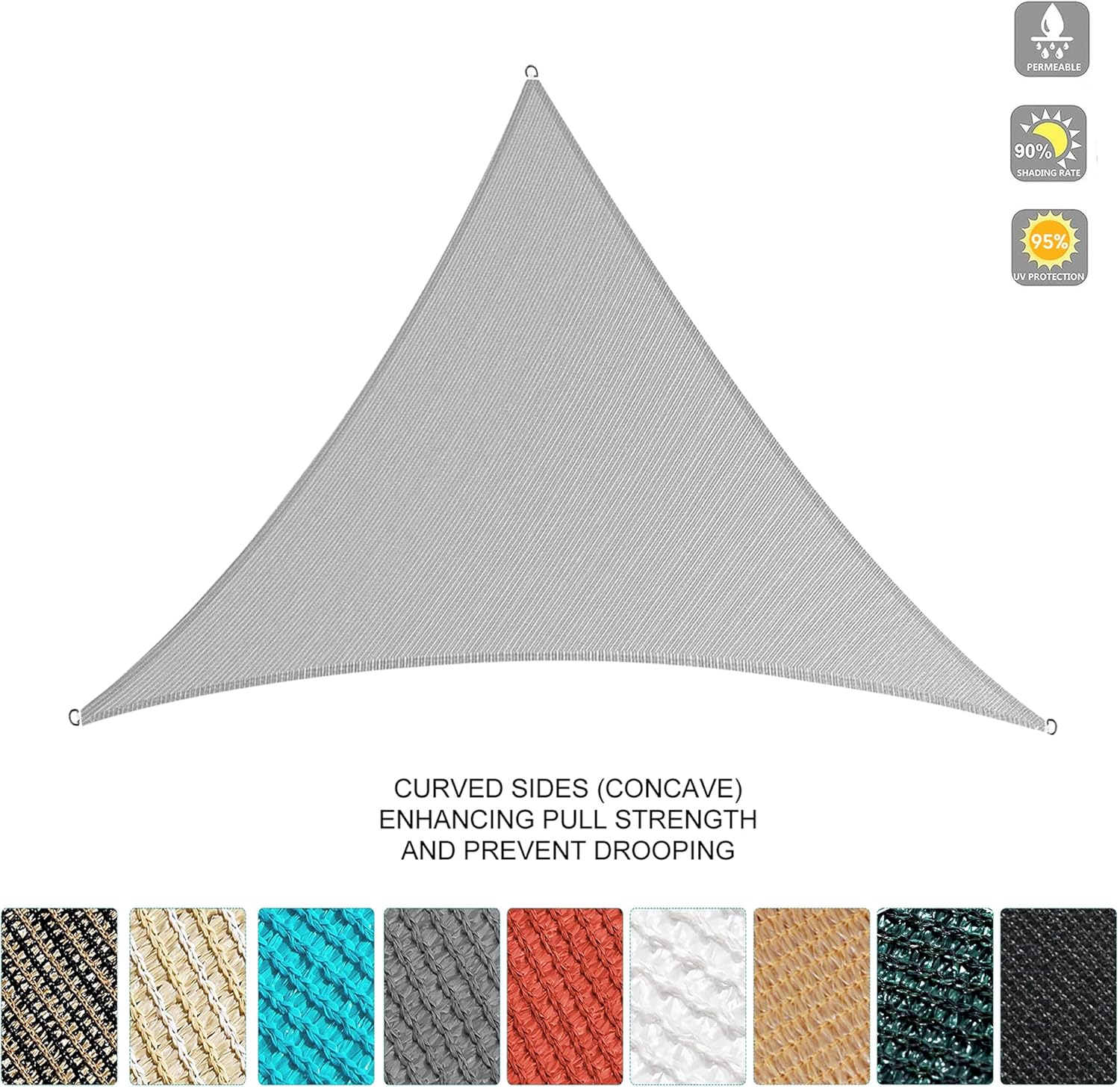 32' x 32' x 32' White Triangle Sun Shade Sail (ssET32) Sun Block Canopy Awning Commercial Grade 190 GSM Permeable UV Block for Outdoor Garden Backyard