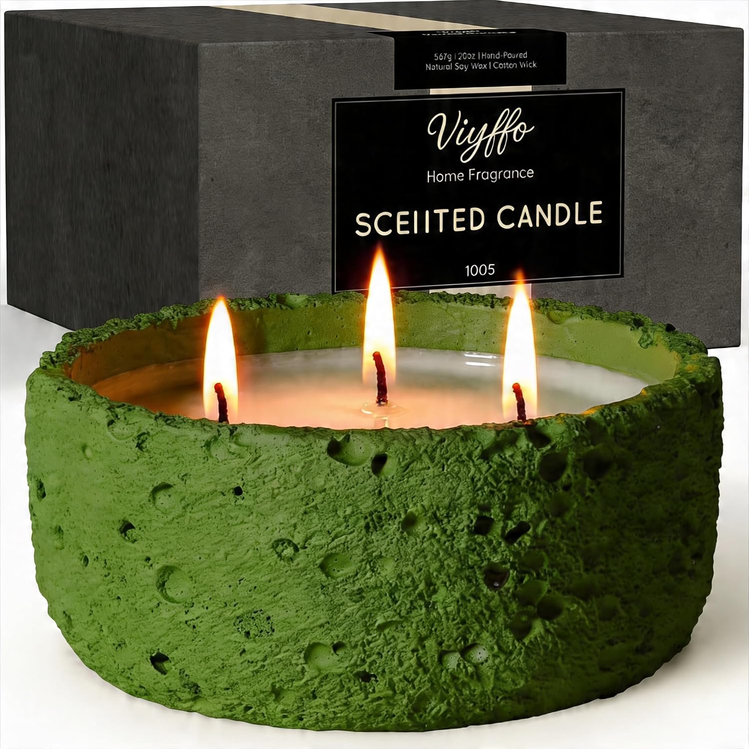 Viyffo 20oz Large Scented Candle – Woodland Breeze, 3 Wick Non Toxic Soy Candles…