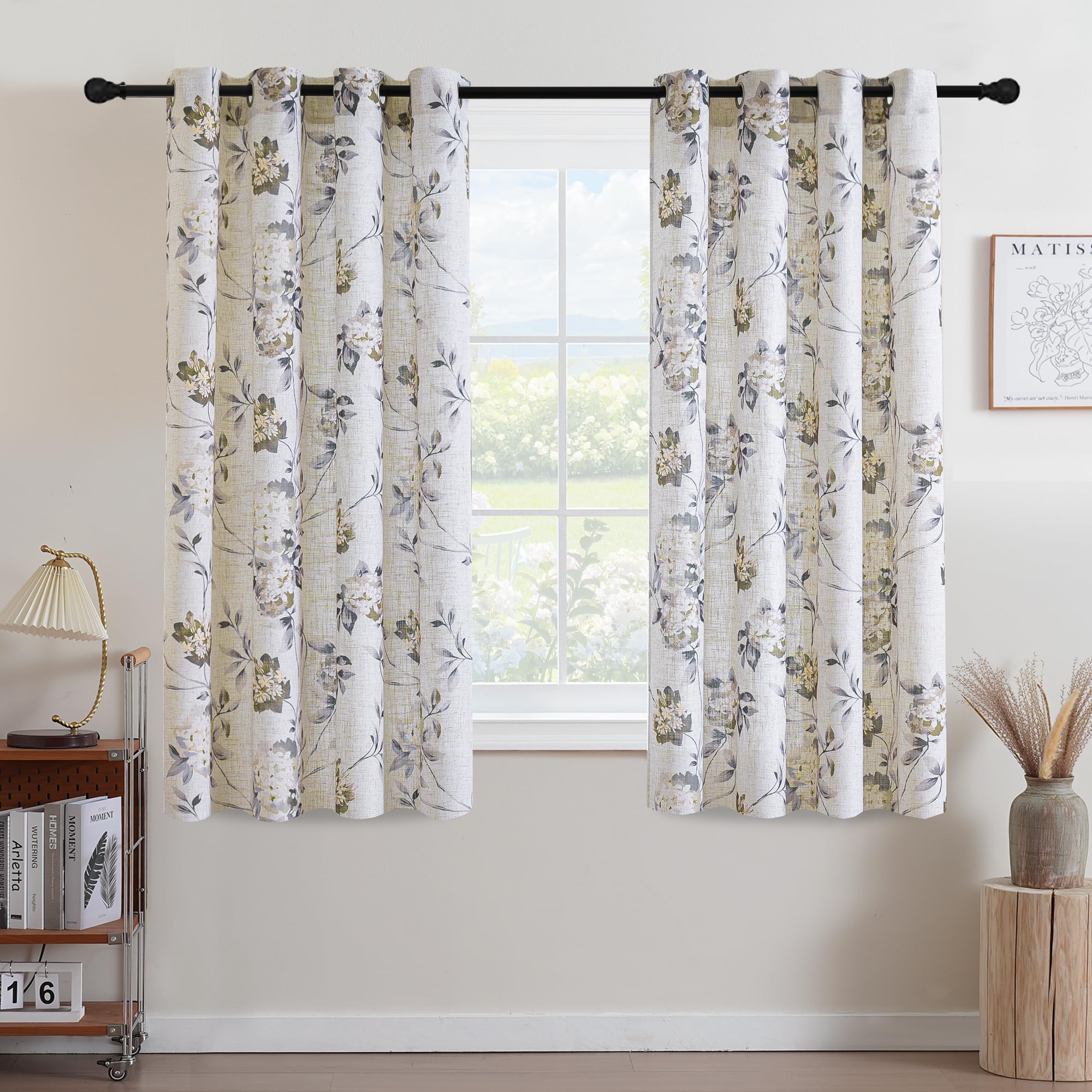 Floral Linen Curtains - Blue Farmhouse Drapes -13 Floral Linen Curtains - Blue Farmhouse Drapes -13