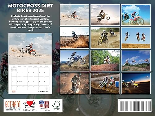 Miniatura 2 de Calendario mensual de motocross para motocicleta 2025, calendario de pared de 12 meses