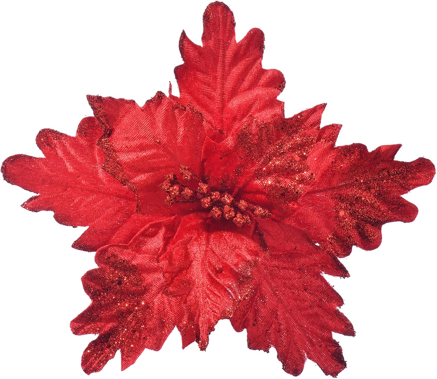 FuleHouzz 10pcs Glitter Decorated Large Poinsettias