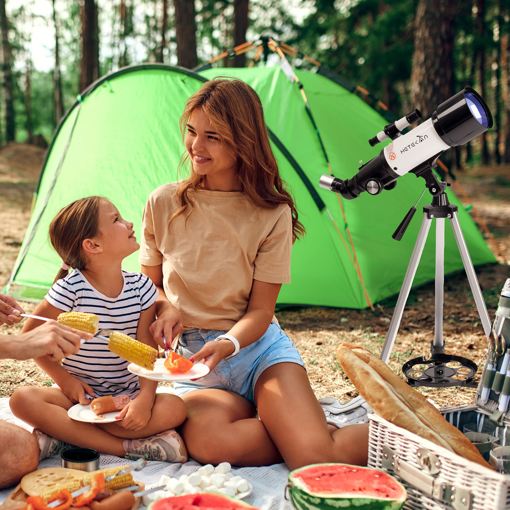 HETEKAN Telescopios, Telescopio para Niños Principiantes, 70mm De Apertura 400mm AZ Monte Telescopios para Adultos, Profesionales Refractor con Trípode, Finderscope y Adaptador De Teléfono