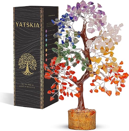 YATSKIA Árbol de cristal, árbol bonsái, árbol de la vida, cristales de siete chakras, Feng Shui, piedras preciosas, decoración del hogar, collares
