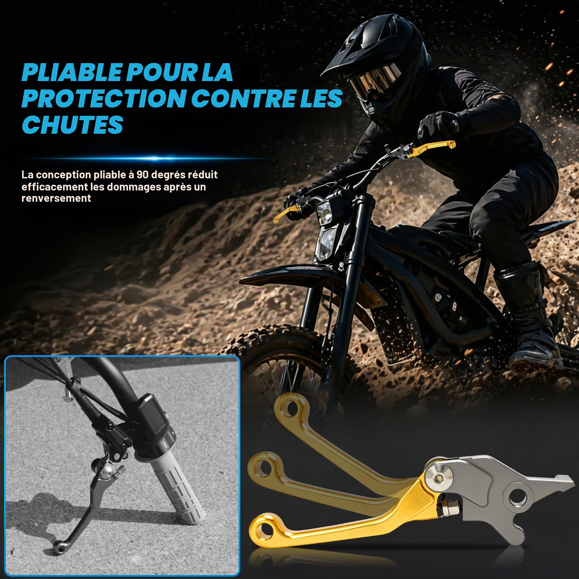 Sur Ron Levier de frein pour Ultra Bee Pivot réglable Surron UltraBee Levier de frein électrique CNC pour moto tout-terrain Doré