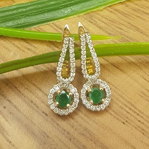 Miniatura 4 de Dazzlingrock Collection Pendientes colgantes estilo halo de 14 quilates, oro rosa