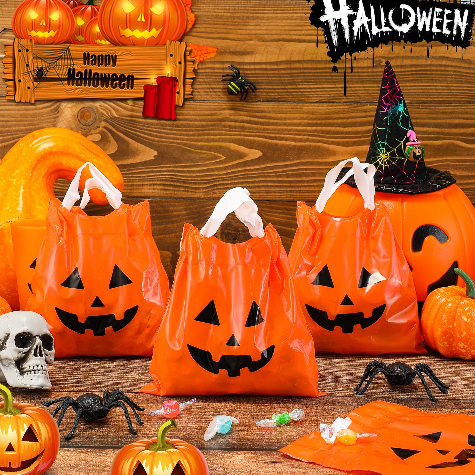 80 Pcs Halloween Drawstring Candy Bags - Pumpkin Ghost Treat Bags For Party Favors - View #9