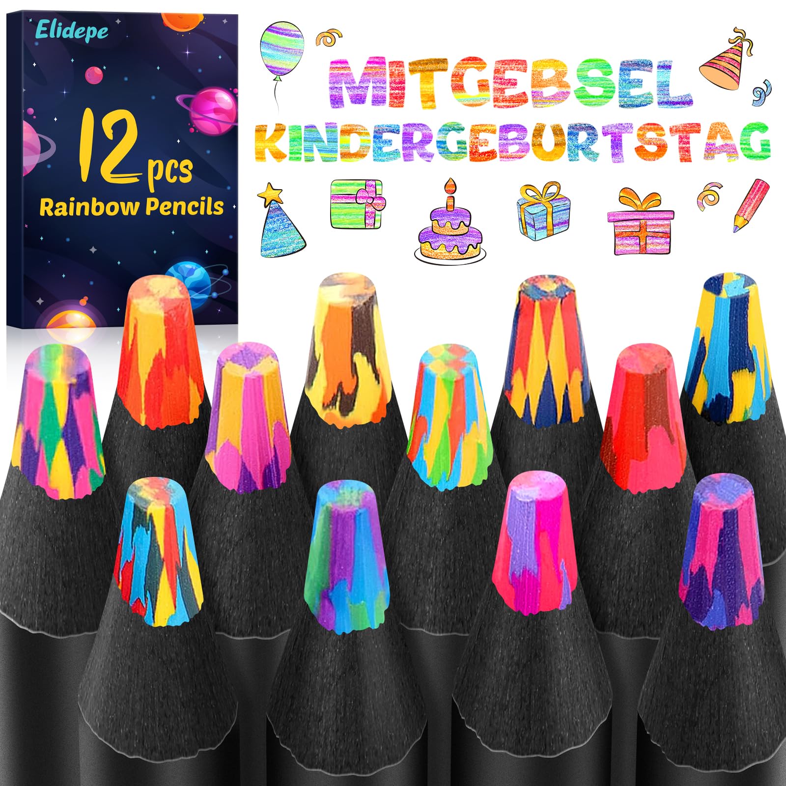 Elidepe Ostergeschenke Kinder, Mitgebsel Kindergeburtstag, Ostern Geschenke Basteln Kinder, 12 Regenbogenstift Buntstifte Stifte, Geschenke für Mädchen 5-12 Jahre