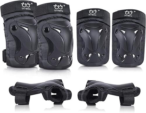 Rodilleras para niñosjóvenesadultos, coderas con muñequeras, juego de 6 unidades para patineta, ciclismo, patinaje, bicicleta, scooter, equitación,