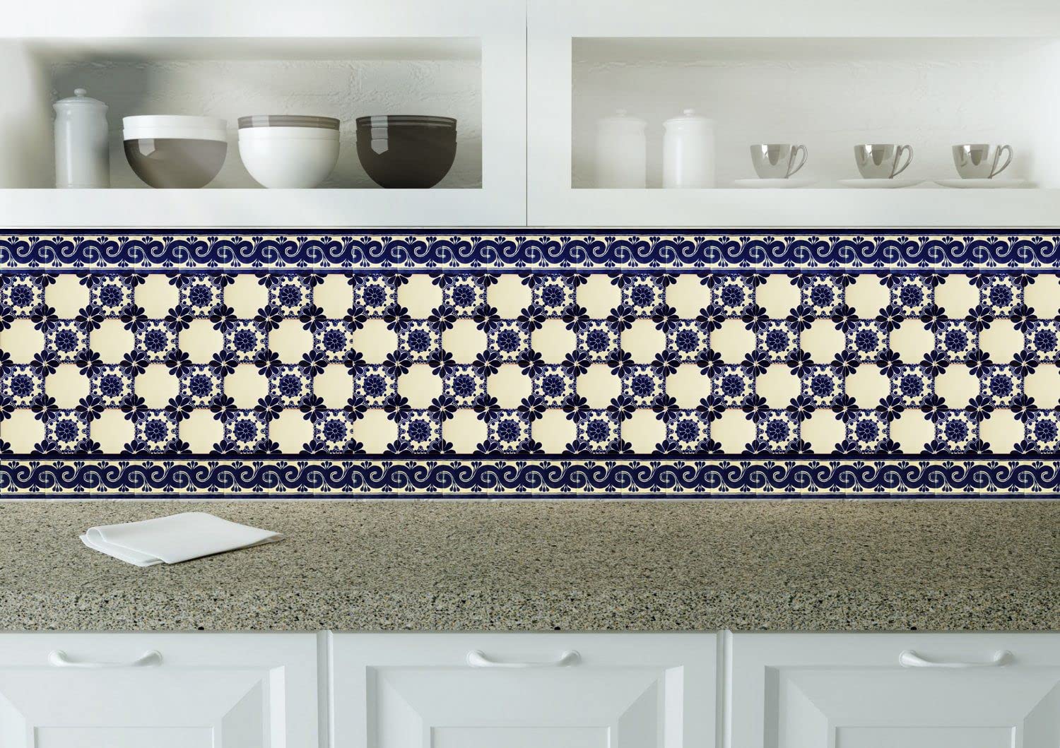 Cerames azulejos de mosaico Talavera Mirta - 30 azulejos decorativos de cerámica mexicana para baño, ducha, escaleras, pared posterior de la cocina | azulejos de mexicanos 10,5x10,5 cm