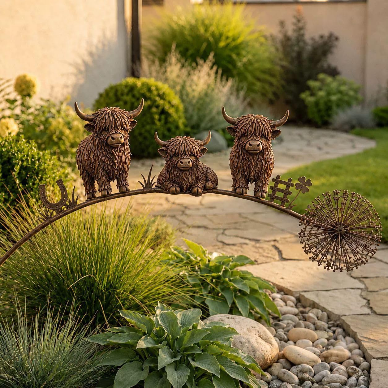 Aukojoy Robin Garden Stake, Rustic Robin Bird Yard Art Decorations with Dandelion Accent, Metal Robins Bird Garden Sculpture,for Lawn Patio Flower Bed and Backyard, Memorial Gift，E