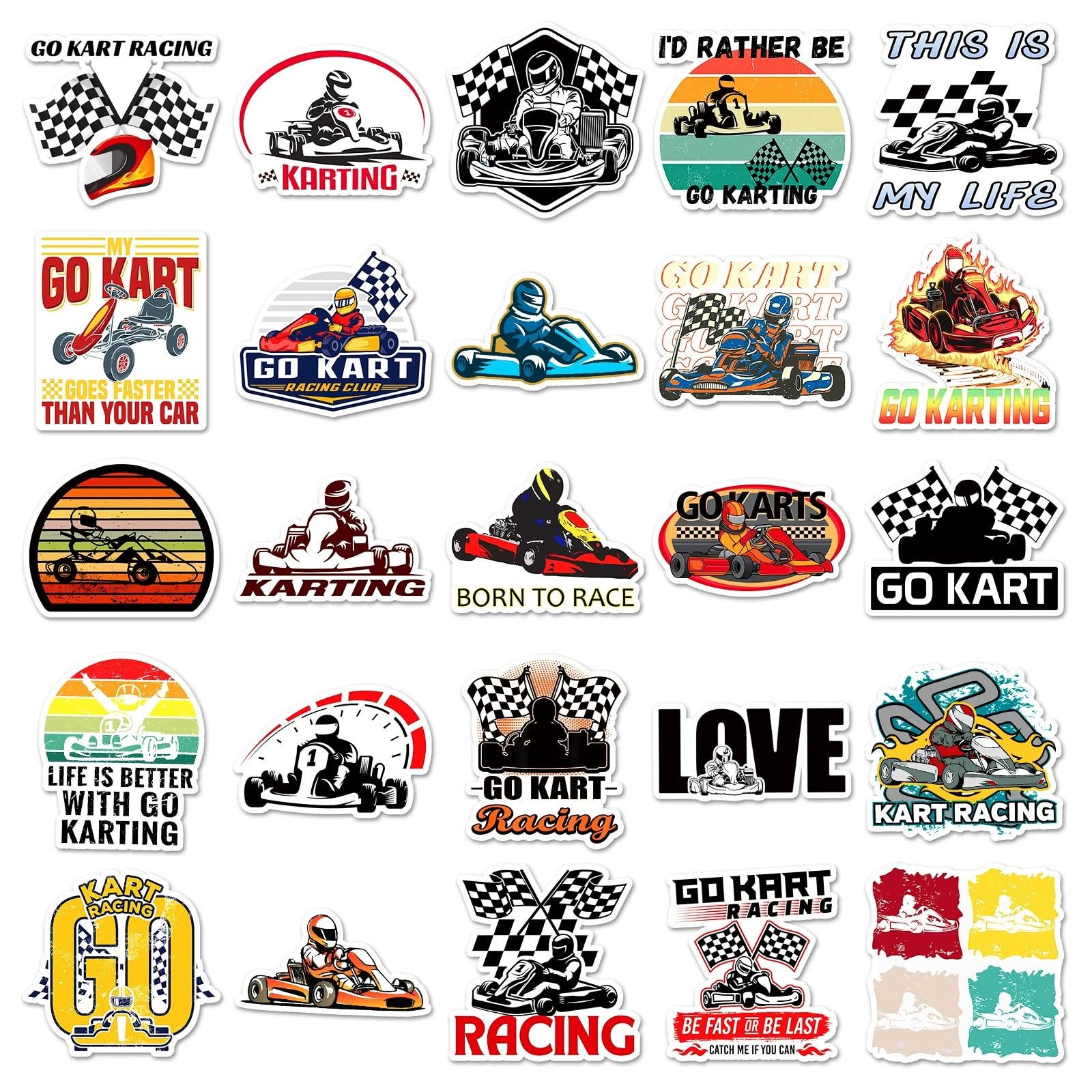 50 Pcs Go Kart Racing Vinyl Stickers,Kart Racing Graffiti Stickers,Vinyl Waterproof Decals for Kids Teens Girls,Phone Laptop Bottles Skateboard Computer Phone Luggage Guitar Gifts - Image 2