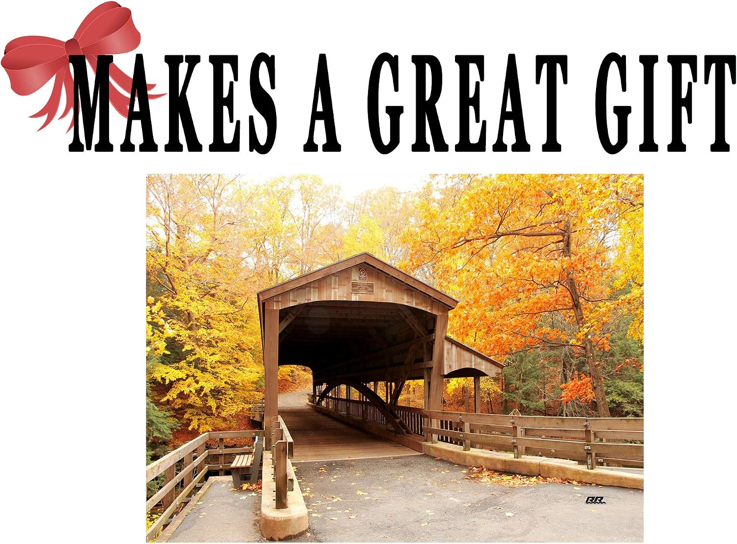 Rogue River Tactical Fall Autumn Leave Covered Bridge Kitchen Glass Cutting Board Country Decorative Gift Design