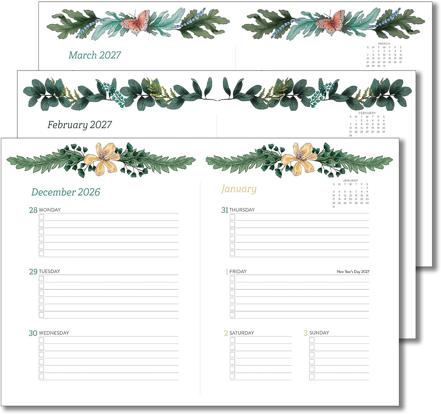 High Note 2027 Planner, 17-Month Weekly & Monthly Flexible Cover Calendar Book with Goal & Project Planning Pages, August 2026 – December 2027, 5.75" x 7.5", Greenery image 5